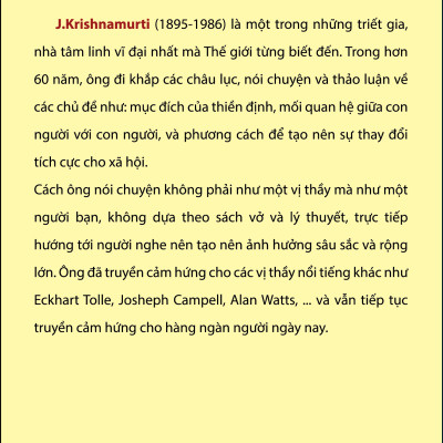 Combo Sách Krishnamurti Thực Tại Hiện Tiền và Krishnamurti Nói Về Tình Yêu