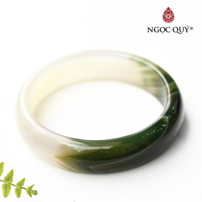 Vòng tay đá mã não trắng xanh mệnh mộc hỏa - Ngọc Qúy