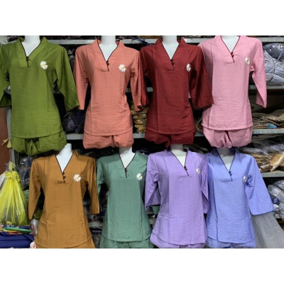 Đồ Lam Đi Chùa # Tim 2Nút Tơ Lụa Cao Cấp # Quần Áo Nữ # Đồ Bộ