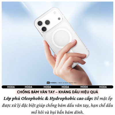 Ốp lưng kính cường lực chống sốc 2m viền TPU Hoda Crystal Pro trong suốt clear cho IPhone 17 Air 17 Pro Max 17 Pro 16 Pro Max 16 Pro - Hàng nhập khẩu