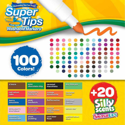 Hộp 120 Bút Lông Màu Super Tips - Dễ Tẩy Rửa - Crayola 585120