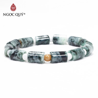 Vòng cẩm thạch sơn thủy vip đốt trúc đốt 12.5x9mm mệnh hỏa , mộc - Ngọc Quý Gemstones