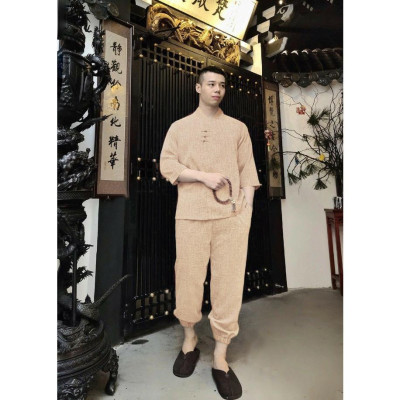 ĐỒ LAM ĐI CHÙA Set Nam Cao Cấp  Vạt Xéo