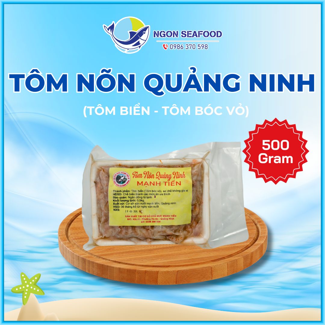 Nõn Tôm Quảng Ninh (Tôm Sắt) - Hút Chân Không - Khay 500gr