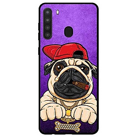 Ốp lưng dành cho Samsung Galaxy A21 mẫu Pulldog Hiphop Nền Tím
