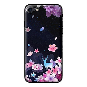 Ốp in cho iPhone 7 Hoa Hươu Nền Đen - Hàng chính hãng