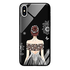 Ốp kính cường lực cho iPhone XS Cô Gái Váy Xám - Hàng chính hãng