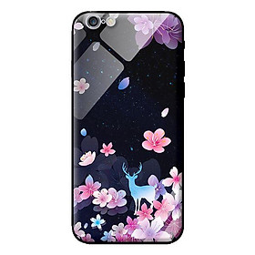 Ốp kính cường lực cho iPhone 6 Plus Hoa Hươu Nền Đen - Hàng chính hãng