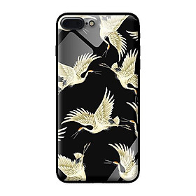 Ốp kính cường lực cho iPhone 8 Plus Hạc Nền Đen - Hàng chính hãng