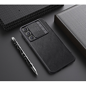 Bao da cho SamSung Galaxy S24 FE chính hãng Nillkin QIN có nắp trượt bảo vệ camera sau - Hàng chính hãng