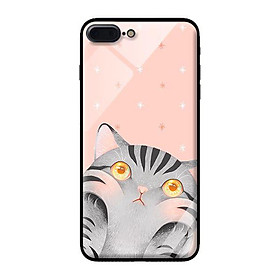 Ốp kính cường lực cho iPhone 8 Plus Mèo Hồng - Hàng chính hãng
