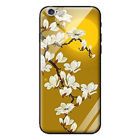 Ốp kính cường lực cho iPhone 6s Plus Hoa Trắng Nền Vàng - Hàng chính hãng