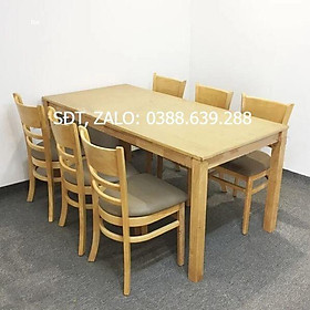 Bộ bàn ăn cabin 1m65 tự nhiên + 6 ghế cabin  Thương hiệu Nội Thất Bình Long 