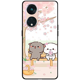 Ốp lưng dành cho Oppo Reno 8T 4G - Reno 8T 5G - Reno 10 5G - Reno 10 Pro 5G - Cặp Đôi Mèo Hái Hoa - Hàng Chính Hãng