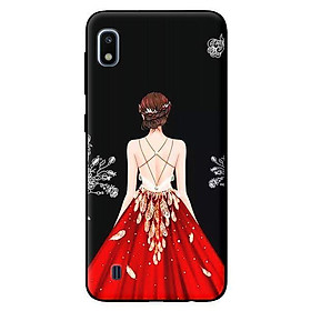 Ốp lưng in cho Samsung Galaxy A10 mẫu Cô Gái Đầm Đỏ Nền Đen - Hàng chính hãng