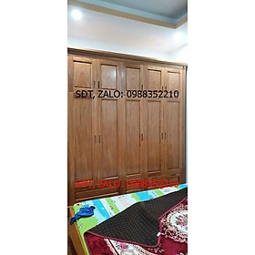 Tủ quần áo gỗ đinh hương 5 cánh 2 tầng