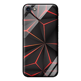 Ốp lưng kính cường lực cho iPhone 8 Họa Tiết Đỏ Đen - Hàng chính hãng