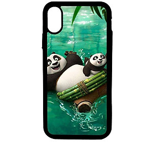 Ốp lưng dành cho Iphone Xs Max Gấu Trúc Nền Xanh - Hàng Chính Hãng