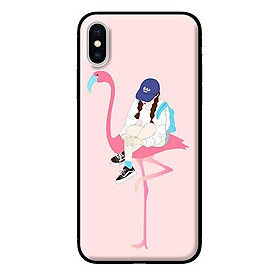 Ốp in cho iPhone XS MAX Hạc Hồng Và Cô Gái - Hàng chính hãng