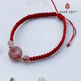 Vòng thắt dây đỏ đồng điếu đá thạch anh dâu mệnh hỏa, thổ - Ngọc Quý Gemstones