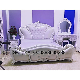 Combo giường bàn trang điểm tủ đầu giường phòng ngủ tân cổ điển CB029 giá thật