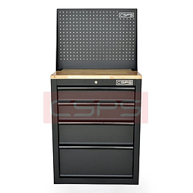 Tủ dụng cụ CSPS 61cm - 04 hộc kéo màu đen ván gỗ vách lưới