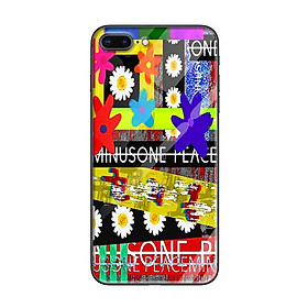 Ốp lưng kính cường lực cho iPhone 7 Plus /8 Plus Nền Họa Tiết Hoa Cúc Zigzag - Hàng Chính Hãng