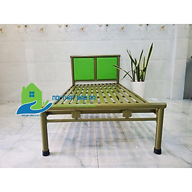 Giường sắt kích thước ngang 1M2 dài 2M – GS55 mẫu đơn giản, tiện dụng, dễ dàng tháo ráp di chuyển.