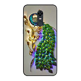 Ốp Lưng in cho Xiaomi Redmi 5 Mẫu Chim Công Nền Xám - Hàng Chính Hãng