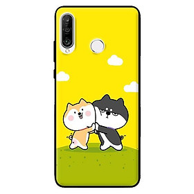 Ốp lưng in cho Huawei P30 Lite Cún Vàng Và Đen - Hàng chính hãng