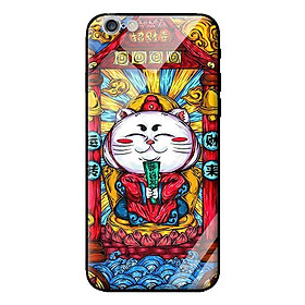 Ốp kính cường lực cho iPhone 6 Mèo May Mắn Trắng - Hàng chính hãng