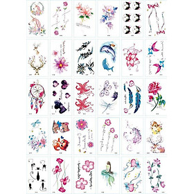 301 hình xăm dán Tatoo nữ tính hoạ tiết mèo bướm hoa lá  