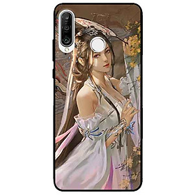 Ốp lưng in cho Huawei P30 Lite Mẫu Cô Gái Cầm Quạt