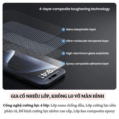 Cường lực Full viền kèm khung cho iPhone 16 Pro Max / 16 Pro hiệu Nillkin CP+ PRO Phủ Nano, vát cạnh 2.5D, lớp Olephobic - Hàng chính hãng