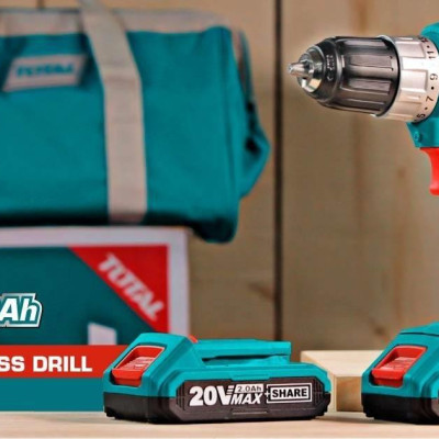 MÁY KHOAN VẶN VÍT DÙNG PIN 47 CHI TIẾT (0.8 - 10MM) (KÈM THEO 2 PIN 2AH, 1 SẠC) TOTAL TDLI2002 - HÀNG CHÍNH HÃNG