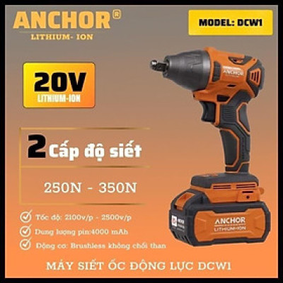 MÁY SIẾT ỐC KHÔNG CHỔI THAN PIN 20V 4000MAH 330N DCW1 ANCHOR ( 2 PIN + 1 SẠC )  - HÀNG CHÍNH HÃNG