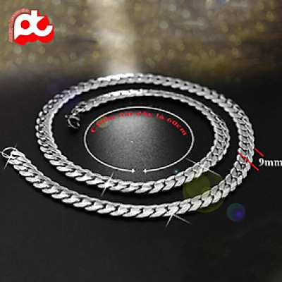 Dây chuyền thép không gỉ cao cấp đẹp sang trọng lặc khít chạm 2 bên trangsucpt kích cỡ 9mm PTDCNA57