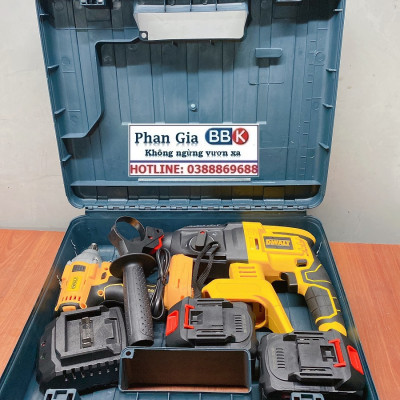 Bộ Combo Máy Khoan Đục Bê Tông Và Máy Siết Bulong - Bộ 2 Pin 15 Cell Động Cơ Từ Không Chổi Than - Bảo Hành 12 Tháng