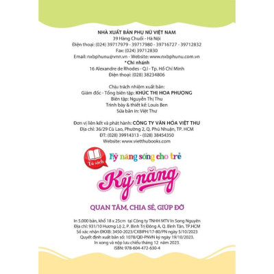 Sách - Kỹ Năng Sống Cho Trẻ - Kỹ Năng Quan Tâm, Chia Sẻ, Giúp Đỡ - Việt Thư