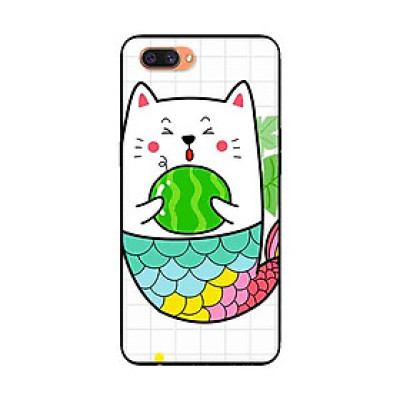 Ốp Lưng Dành Cho Oppo A12e mẫu Mèo Cá Ôm Dưa Hấu - Hàng Chính Hãng