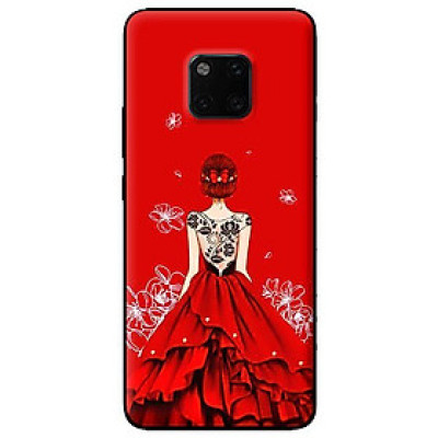 Ốp lưng in cho Huawei Mate 20 Pro mẫu Cô gái đầm đỏ - Hàng chính hãng
