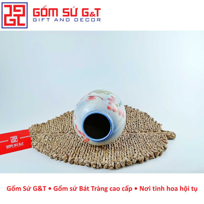 Lọ hoa dáng bom vẽ sen chuồn Gốm Sứ G&T