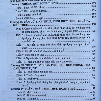 Luật thuế; Thuế giá trị gia tăng; Thu nhập doanh nghiệp; Thuế thu nhập cá nhân; Thuế xuất khẩu, Thuế nhập khẩu; Thuế tiêu thu đặc biệt; Thuế tài nguyên; Thuế bảo vệ môi trường; Thuế sử dụng đất phi nông nghiệp và các văn bản hướng dẫn thi hành