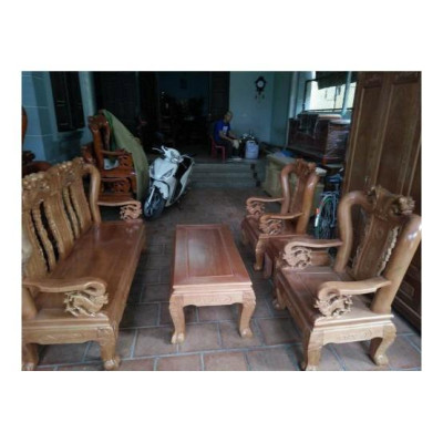 ​Bộ bàn ghế giả cổ trạm đào gỗ sồi nga