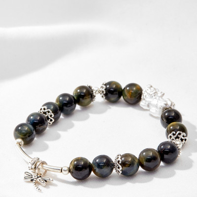 Vòng tay đá mắt hổ phối tỳ hưu bạc Ngọc Quý Gemstones