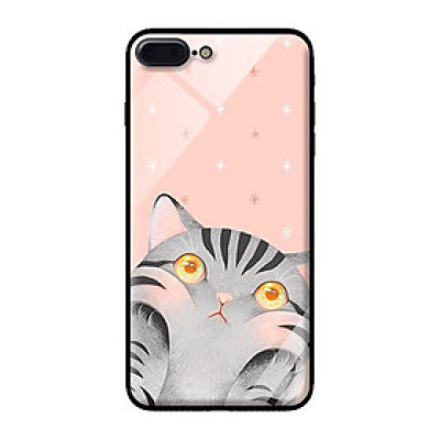 Ốp kính cường lực cho iPhone 8 Plus Mèo Hồng - Hàng chính hãng