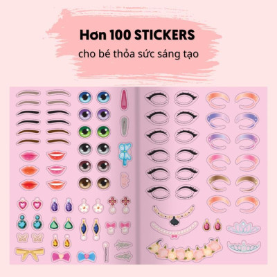 Sách - Trang Điểm Thần Tượng Hàn Quốc Lisa Và Công Chúa Mina - Tô Màu Và Bóc Dán Hơn 100+ Stickers Xinh Đẹp Cho Bé Gái