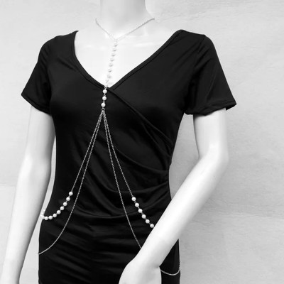 Body chain chuỗi đeo vòng cổ body sexy mix hạt châu