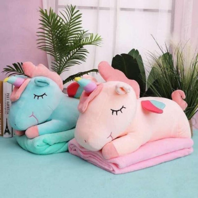 Bộ Gối Chăn Hình Ngựa Kì Lân Pony Có Cánh 3 Trong 1 Dễ Thương