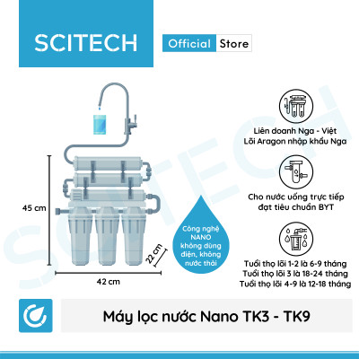 Máy lọc nước Nano TK9 FIR Oxygen by Scitech (Không dùng điện, không nước thải) - Hàng chính hãng